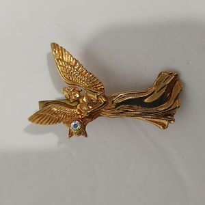 Vintage Gold Toned Angel with Rhinestone Men's Tie Tack